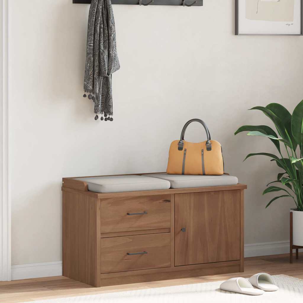 SANDNES Solid Pine Hallway Bench 87x40x50 cm - Natural Wood Finish