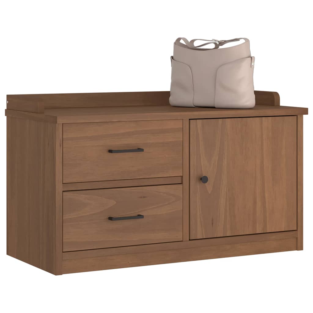 SANDNES Solid Pine Hallway Bench 87x40x50 cm - Natural Wood Finish