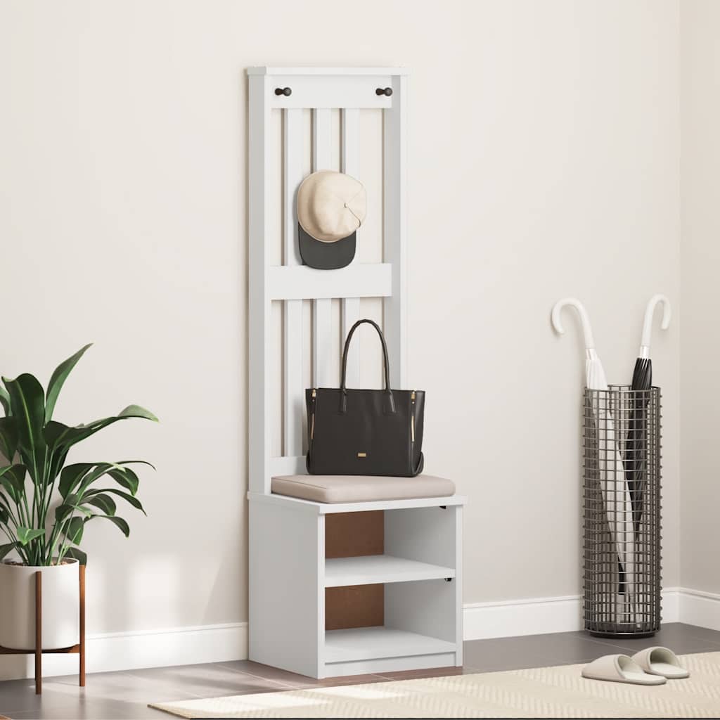 White Solid Wood Hall Tree SANDENS, 45x40x159.5 cm Pine