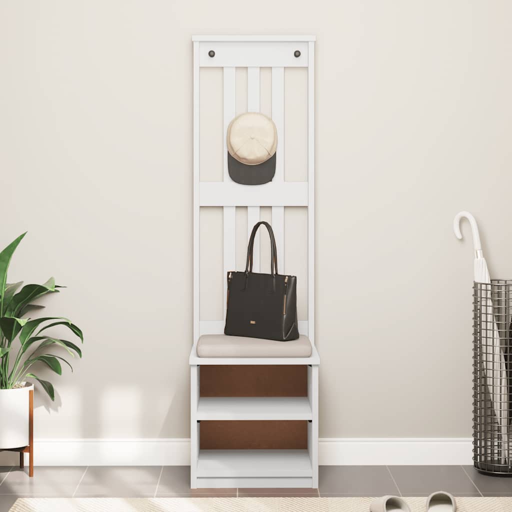 White Solid Wood Hall Tree SANDENS, 45x40x159.5 cm Pine