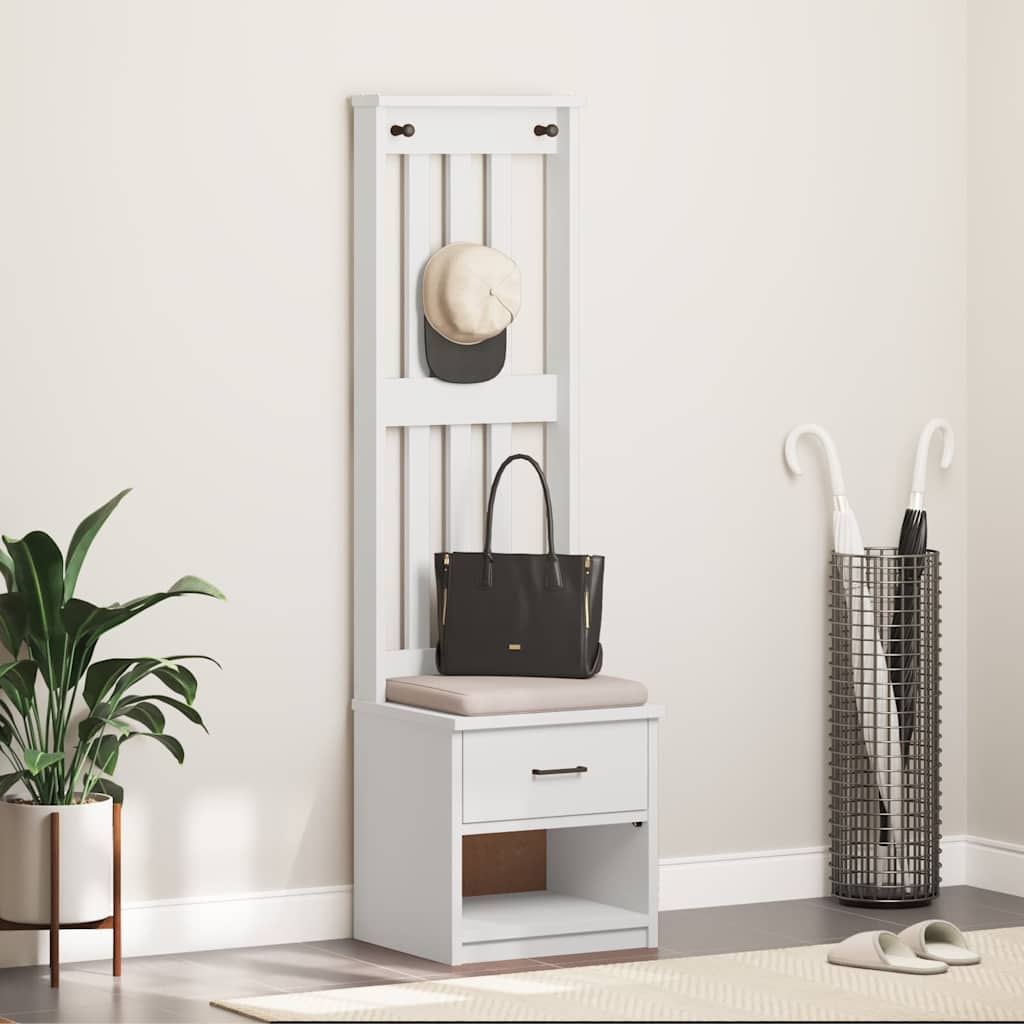White Solid Pine Hall Tree SANDENS 45x40x159.5 cm