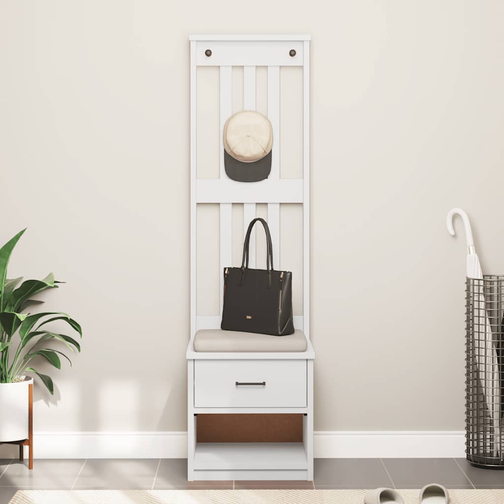White Solid Pine Hall Tree SANDENS 45x40x159.5 cm