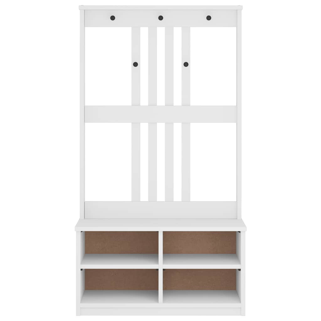 White Solid Wood Hall Tree SANDENS 87x40x159.5 cm Pine Finish