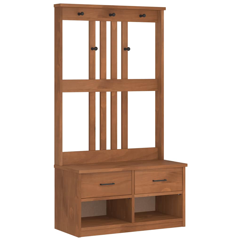 Solid Pine Hall Tree SANDENS - 87x40x159.5cm for Stylish Organizing