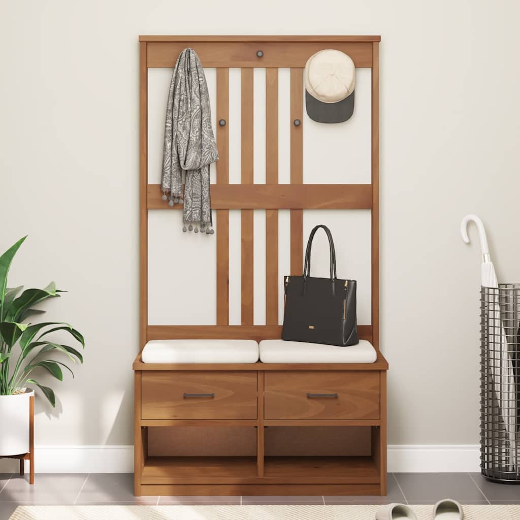 Solid Pine Hall Tree SANDENS - 87x40x159.5cm for Stylish Organizing