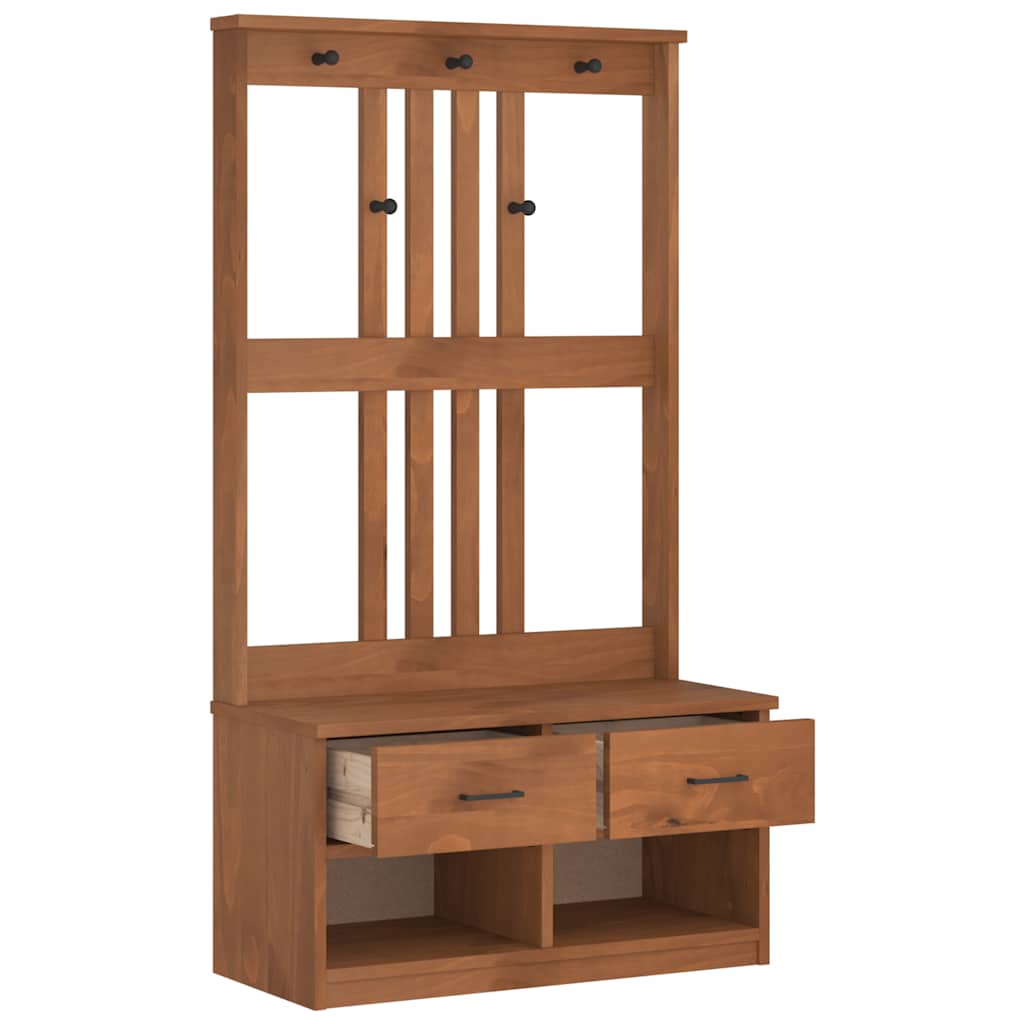 Solid Pine Hall Tree SANDENS - 87x40x159.5cm for Stylish Organizing