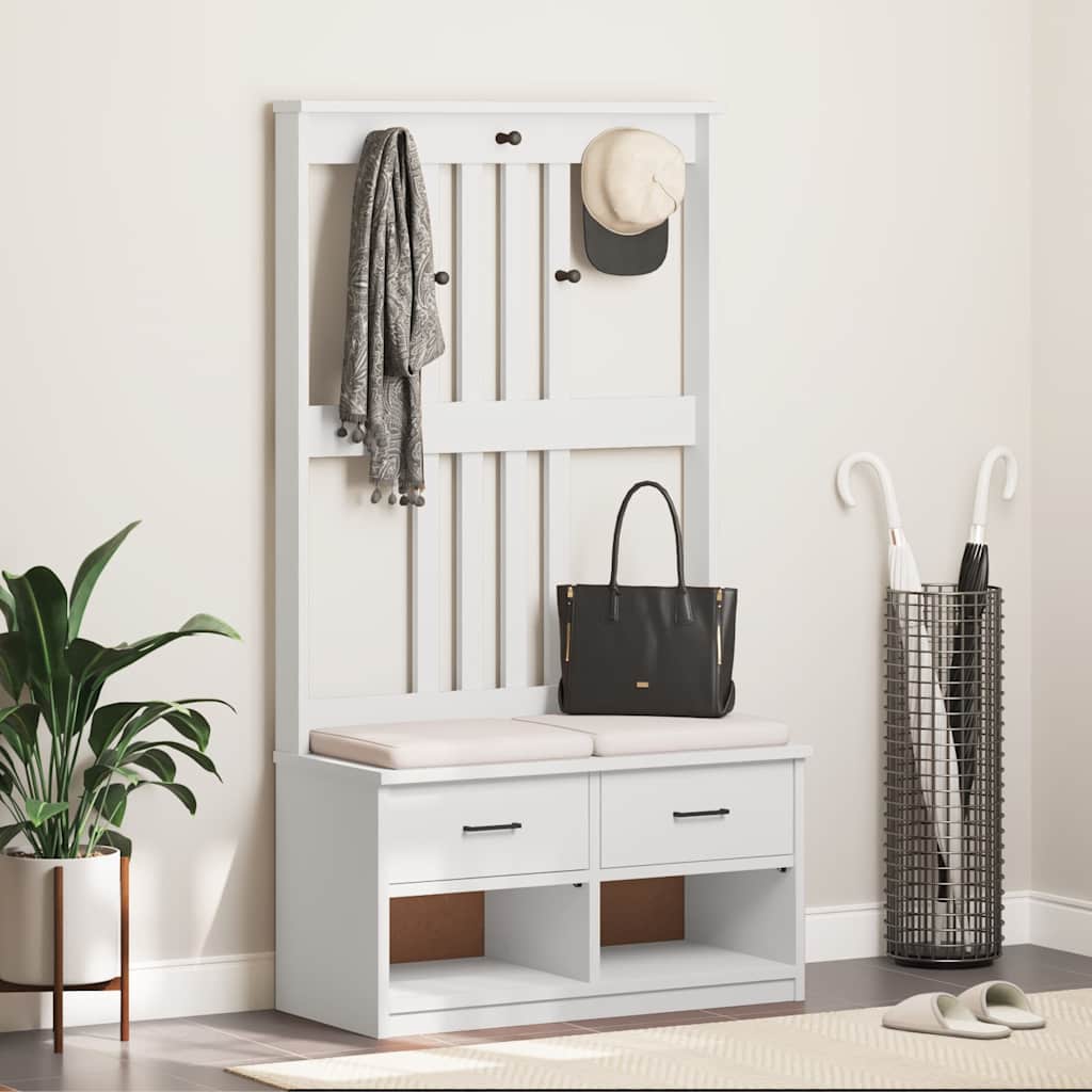Solid Pine Hall Tree SANDENS, White, 87x40x159.5cm