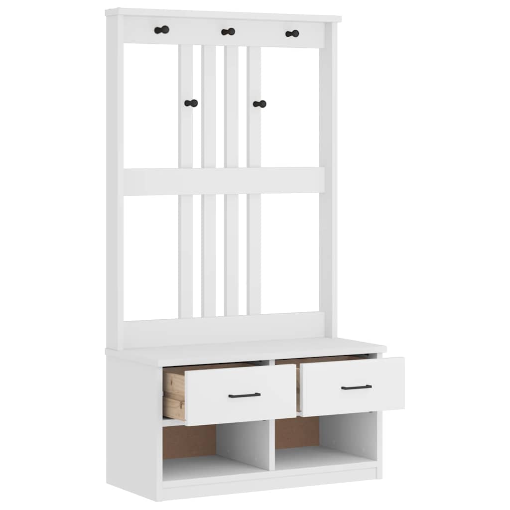 Solid Pine Hall Tree SANDENS, White, 87x40x159.5cm