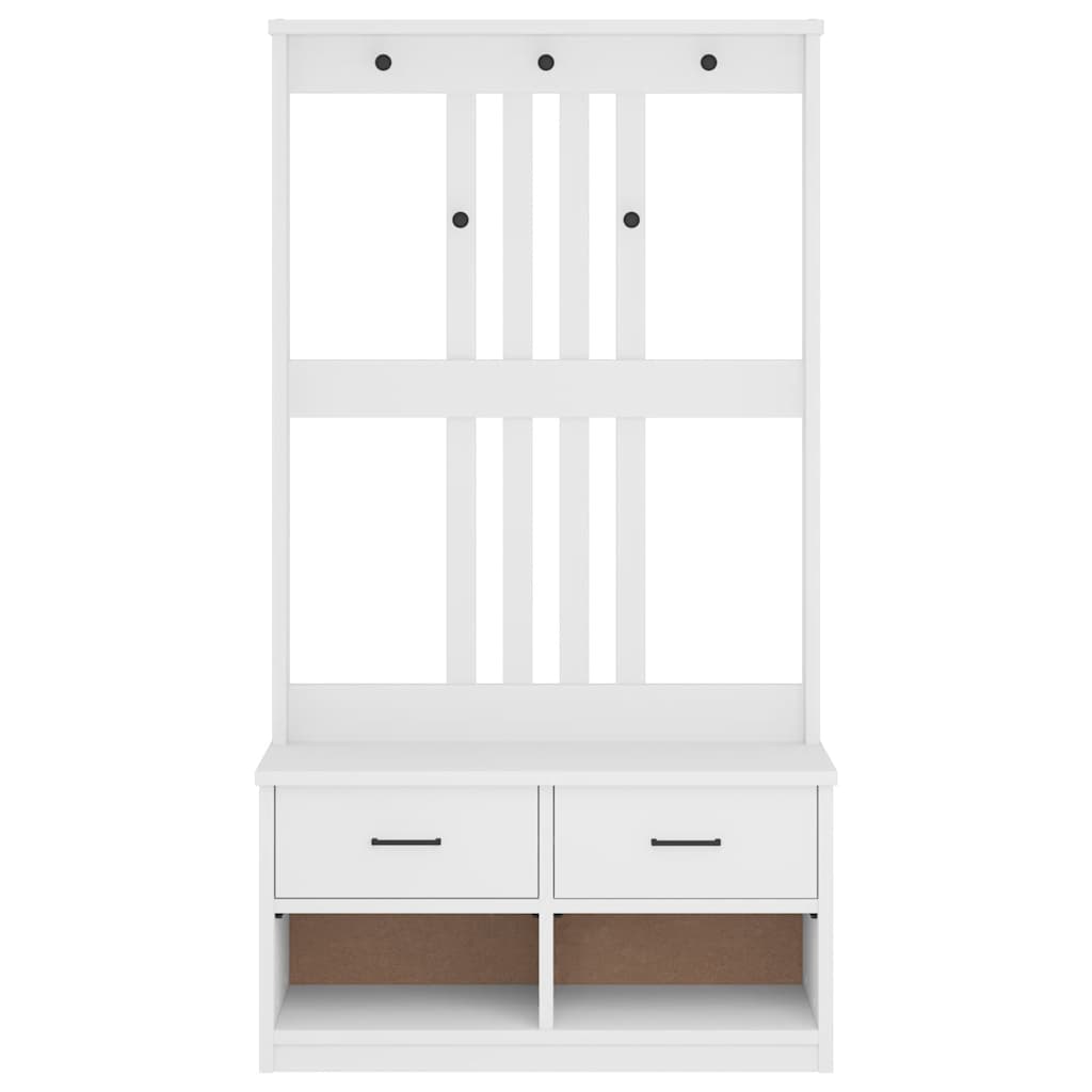 Solid Pine Hall Tree SANDENS, White, 87x40x159.5cm
