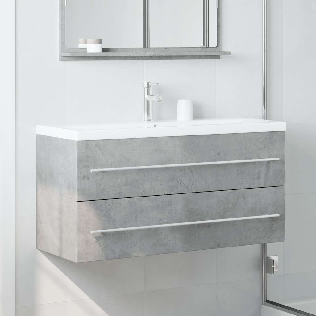 Concrete Grey Engineered Wood Sink Cabinet, 100x38.5x48 cm