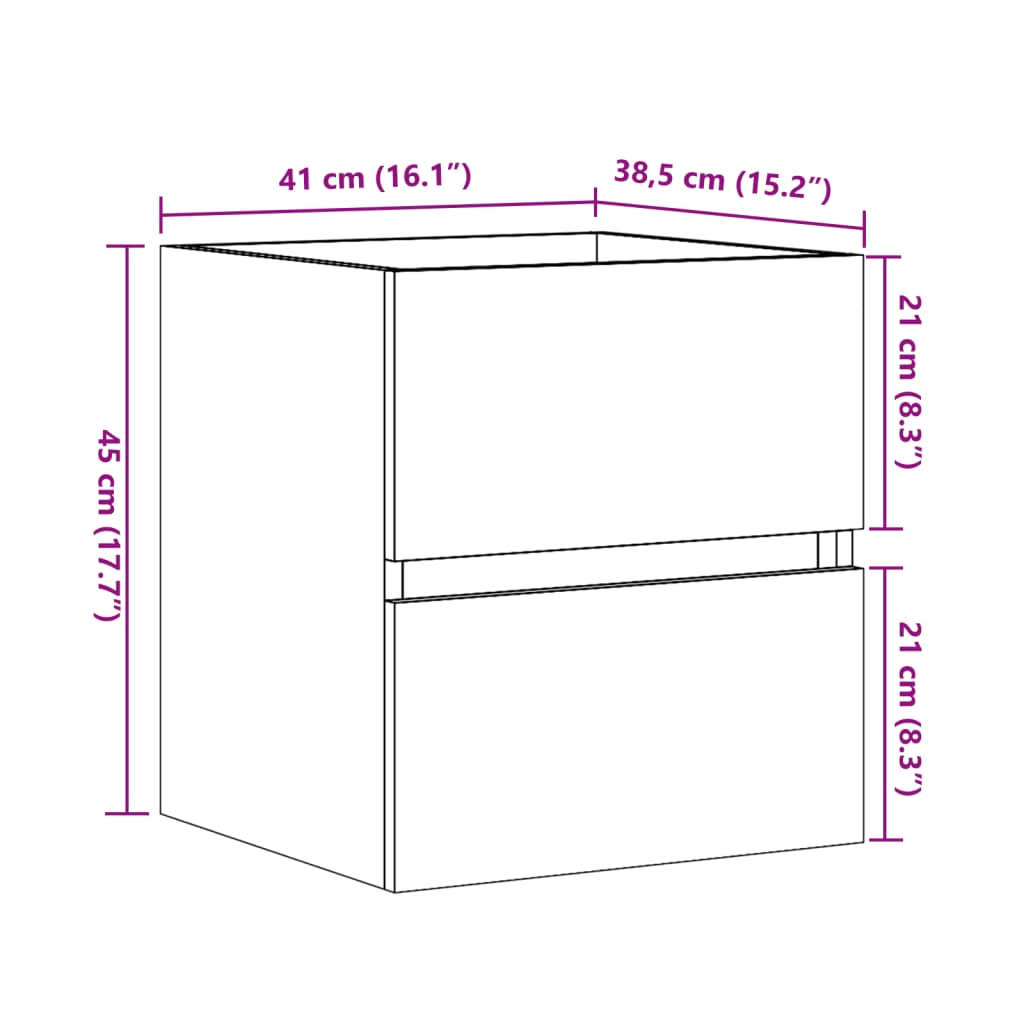 Concrete Grey Engineered Wood Sink Cabinet - 41x38.5x45 cm