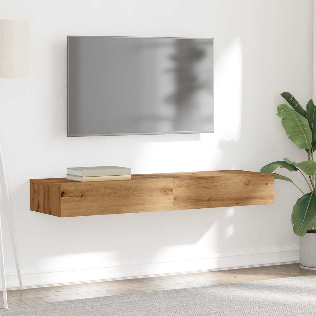 TV Cabinets with LED Lights 2 pcs Artisan Oak 60x35x15.5 cm