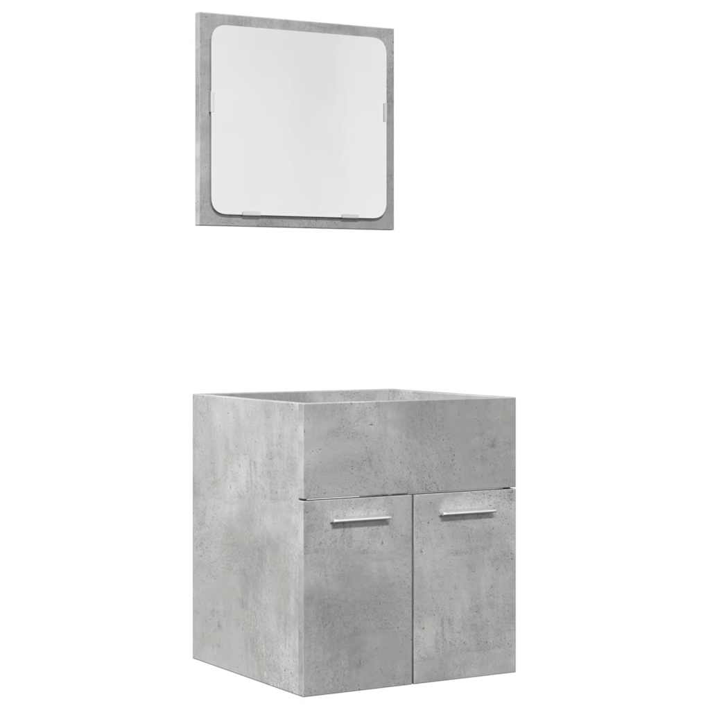 Concrete Grey 2-Piece Bathroom Furniture Set - Engineered Wood