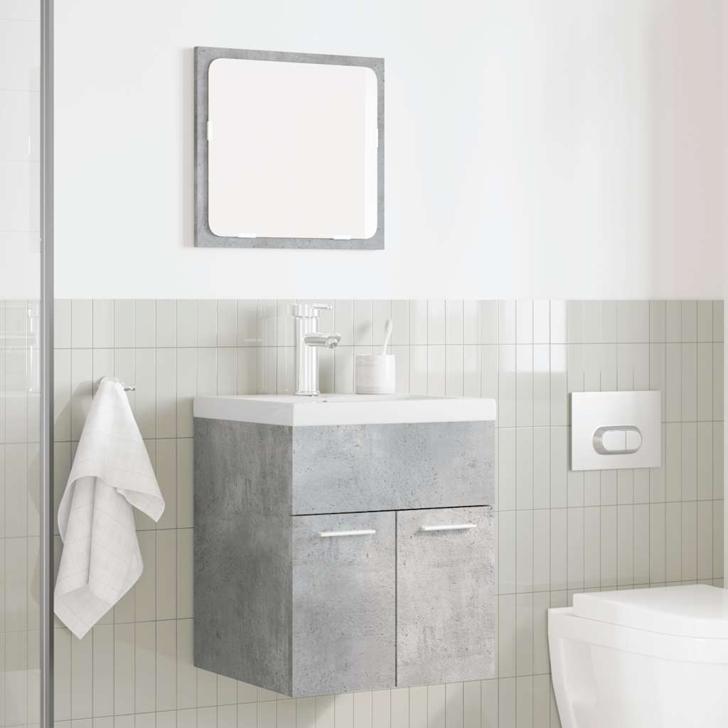 Concrete Grey 2-Piece Bathroom Furniture Set - Engineered Wood