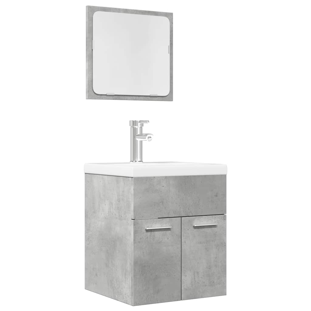 Concrete Grey 2-Piece Bathroom Furniture Set - Engineered Wood
