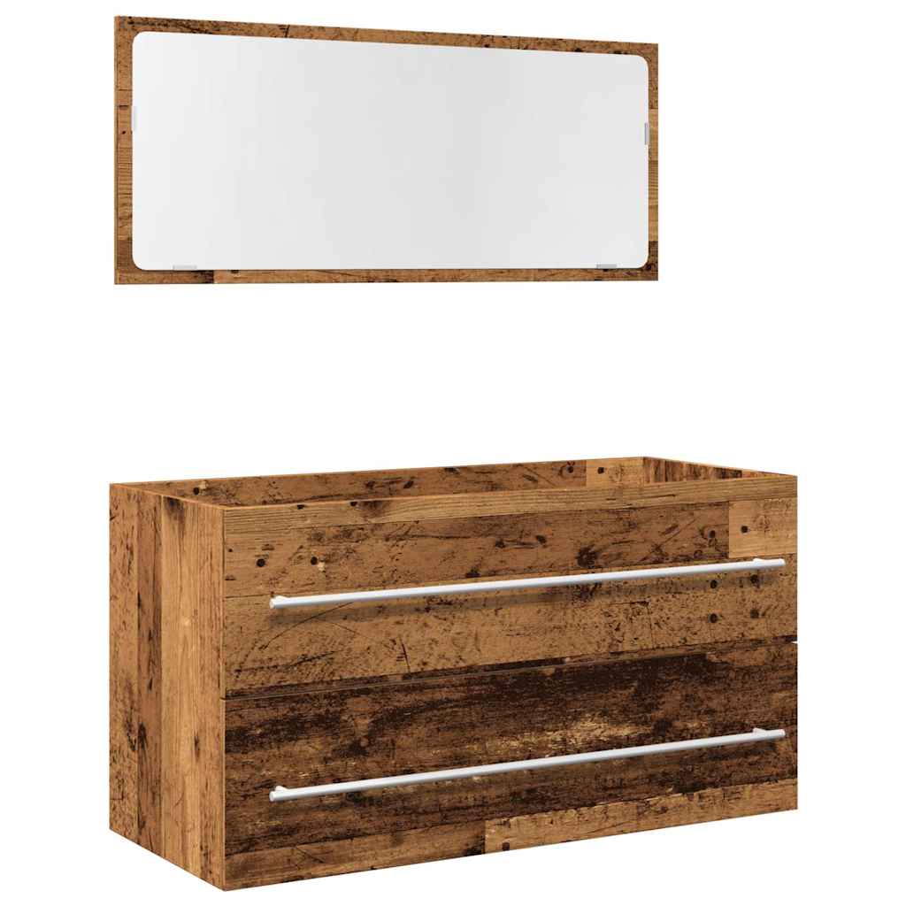 Rustic Old Wood 2-Piece Bathroom Furniture Set - Engineered Wood