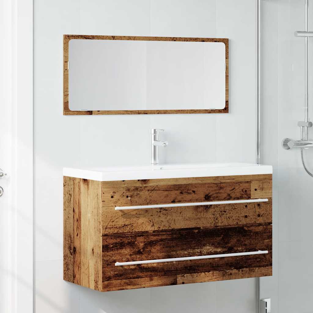 Rustic Old Wood 2-Piece Bathroom Furniture Set - Engineered Wood