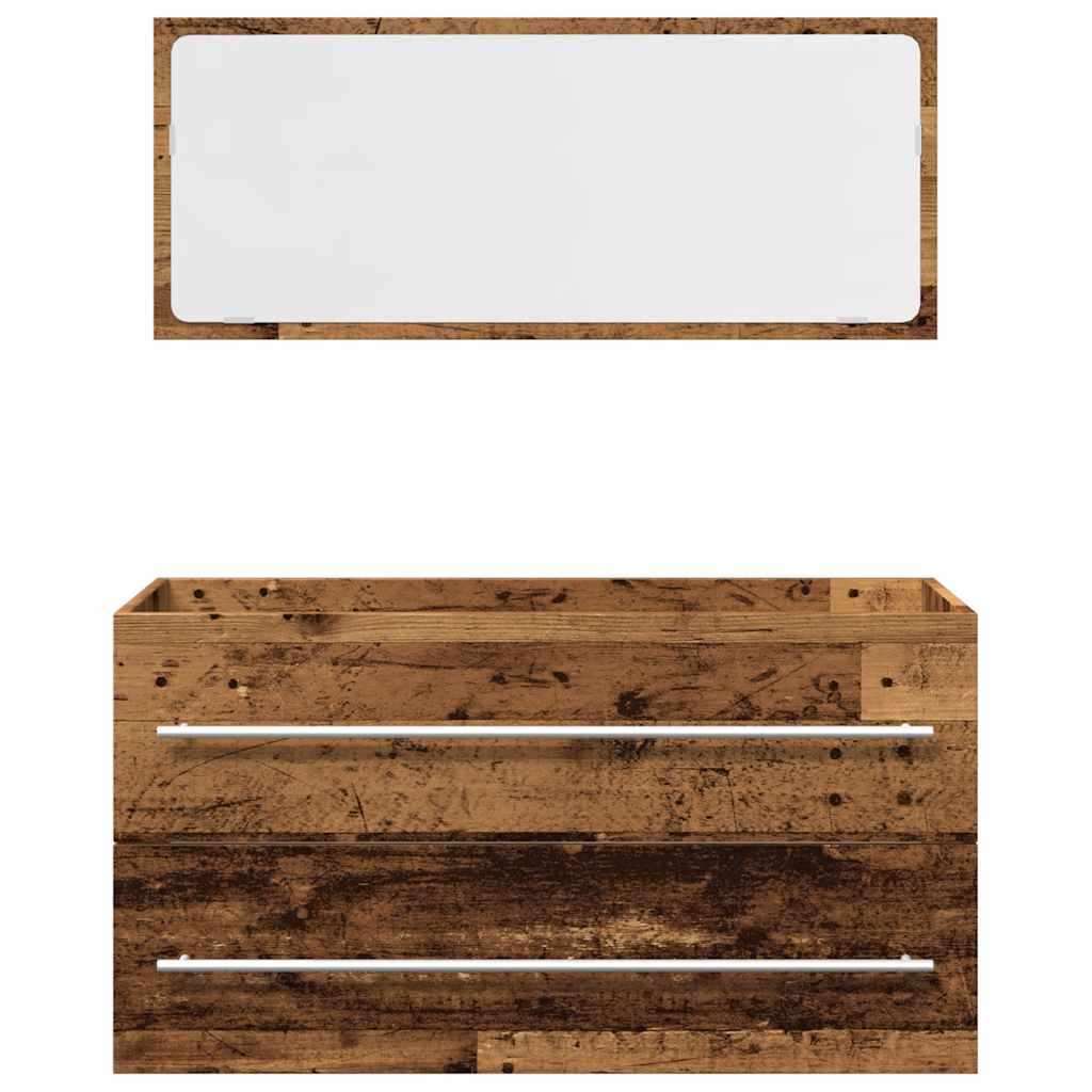 Rustic Old Wood 2-Piece Bathroom Furniture Set - Engineered Wood