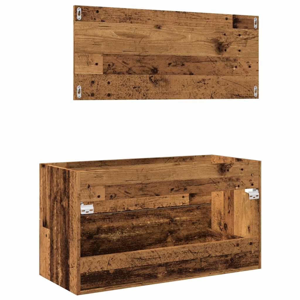 Rustic Old Wood 2-Piece Bathroom Furniture Set - Engineered Wood