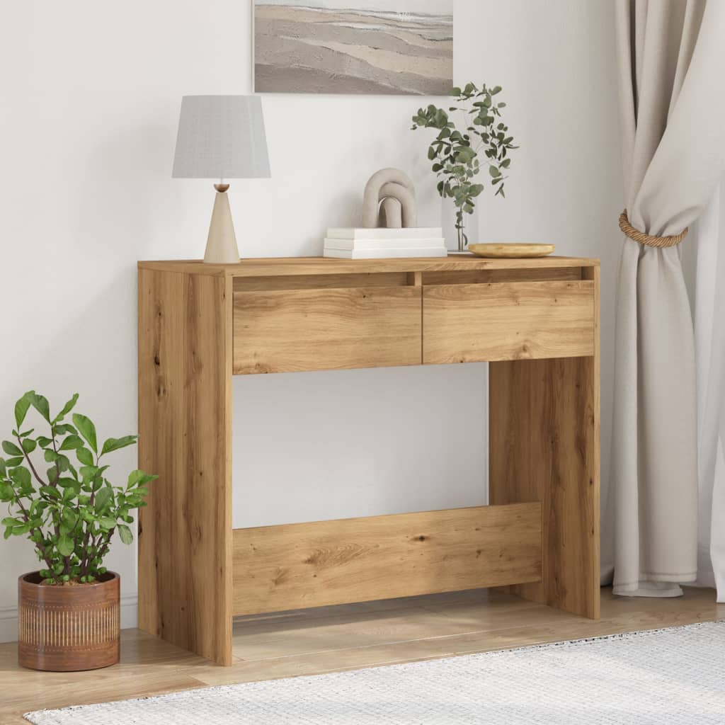 Artisan Oak Console Table 89x41x76.5 cm - Engineered Wood Elegance