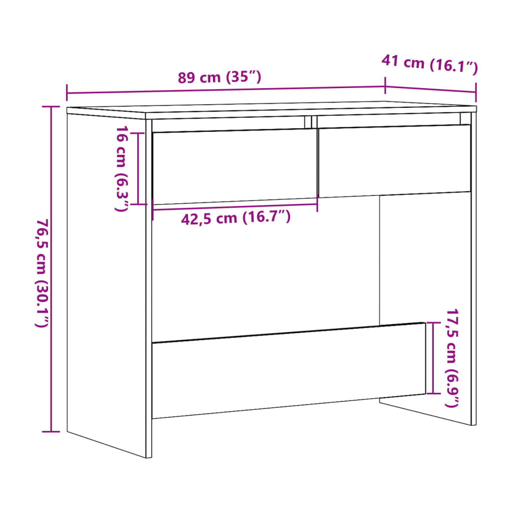 Artisan Oak Console Table 89x41x76.5 cm - Engineered Wood Elegance