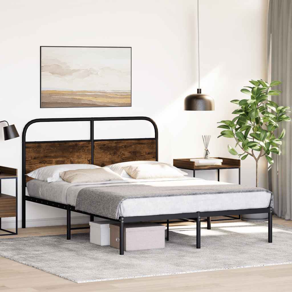 Bed Frame Without Mattress 120x200 cm Smoked Oak Engineered Wood