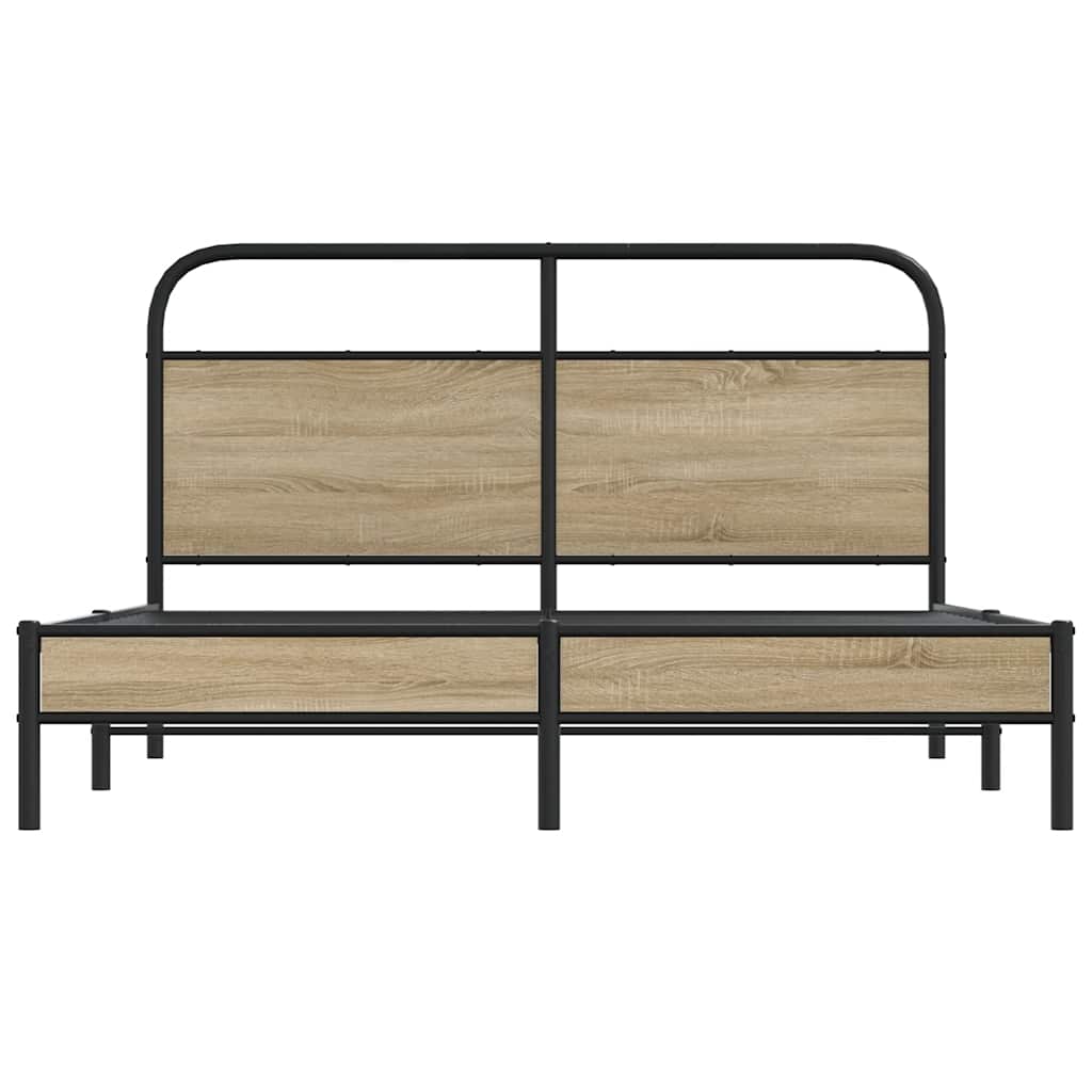 Bed Frame Without Mattress 160x200 cm Smoked Oak Engineered Wood