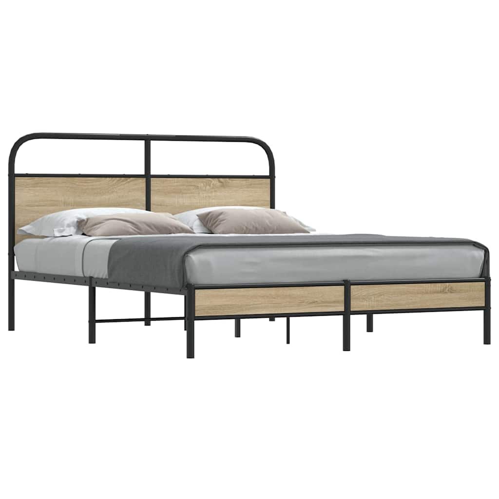 Bed Frame Without Mattress 160x200 cm Smoked Oak Engineered Wood
