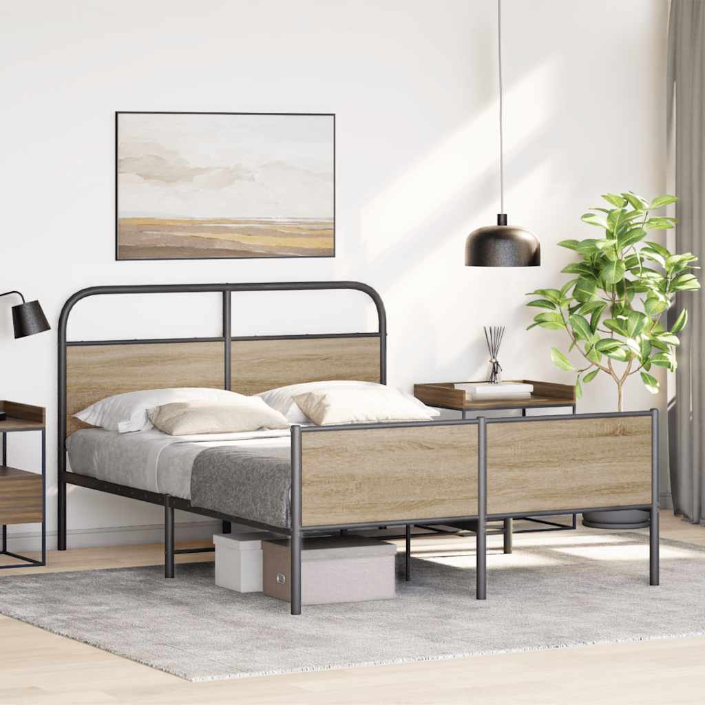 Bed Frame without Mattress 120x190 cm Sonoma Oak Engineered Wood