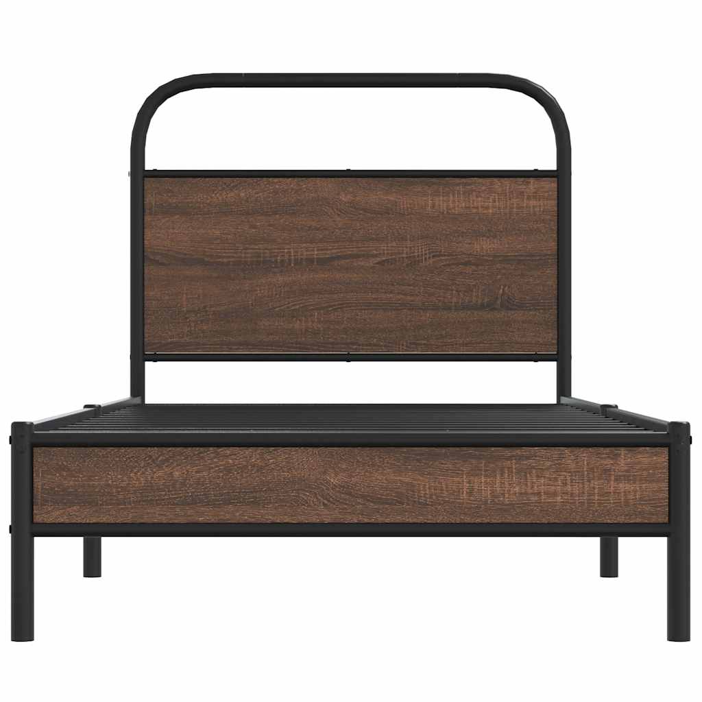 Bed Frame without Mattress 100x190 cm Brown Oak Engineered Wood