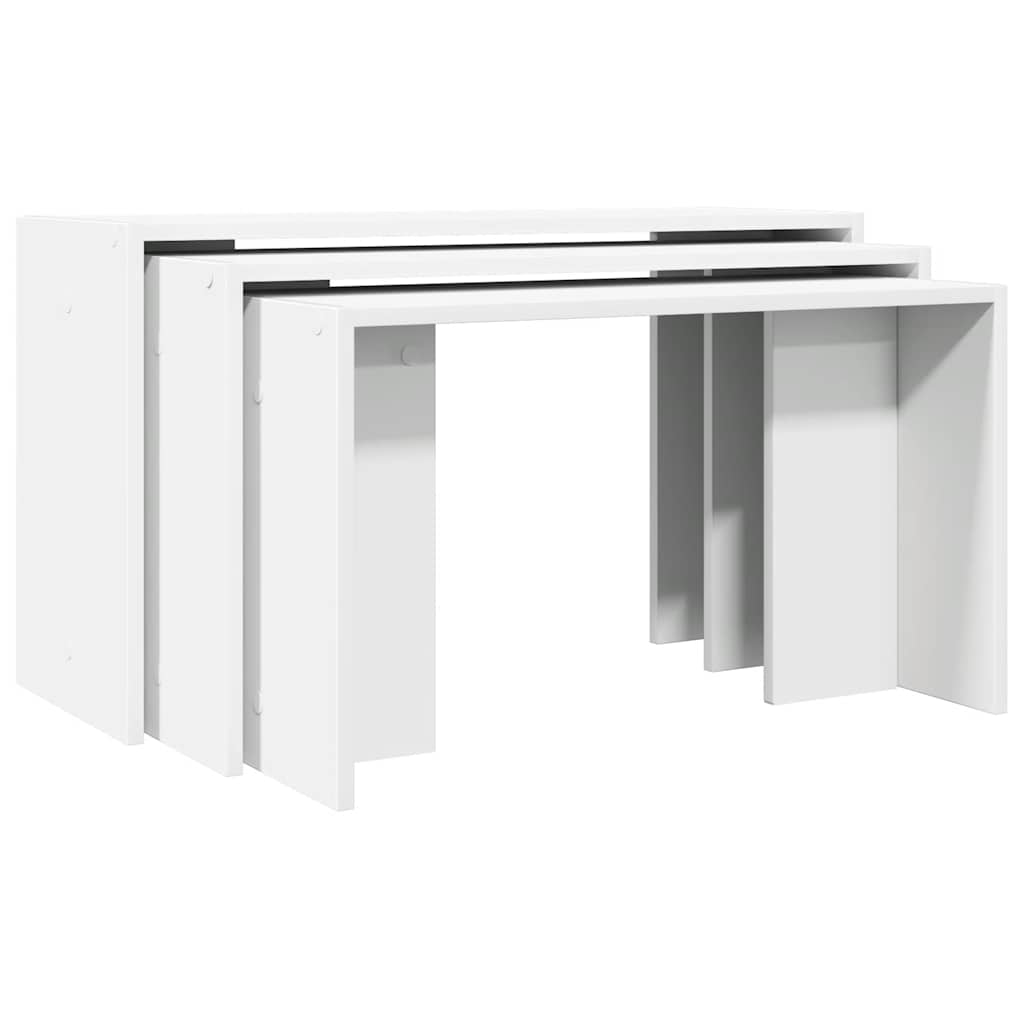 Elegant White Engineered Wood Nesting Tables Set of 3