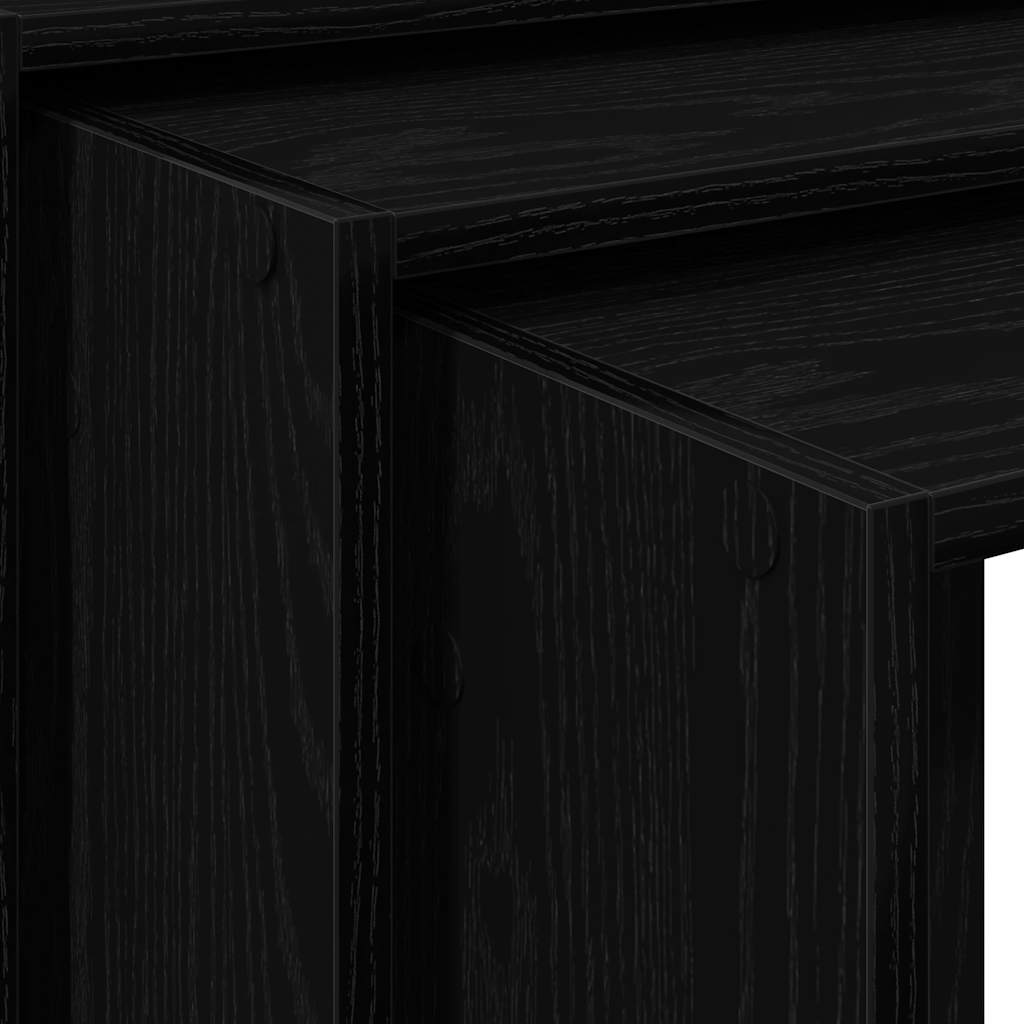 Modern Nesting Tables Set of 3 - Black Engineered Wood Design