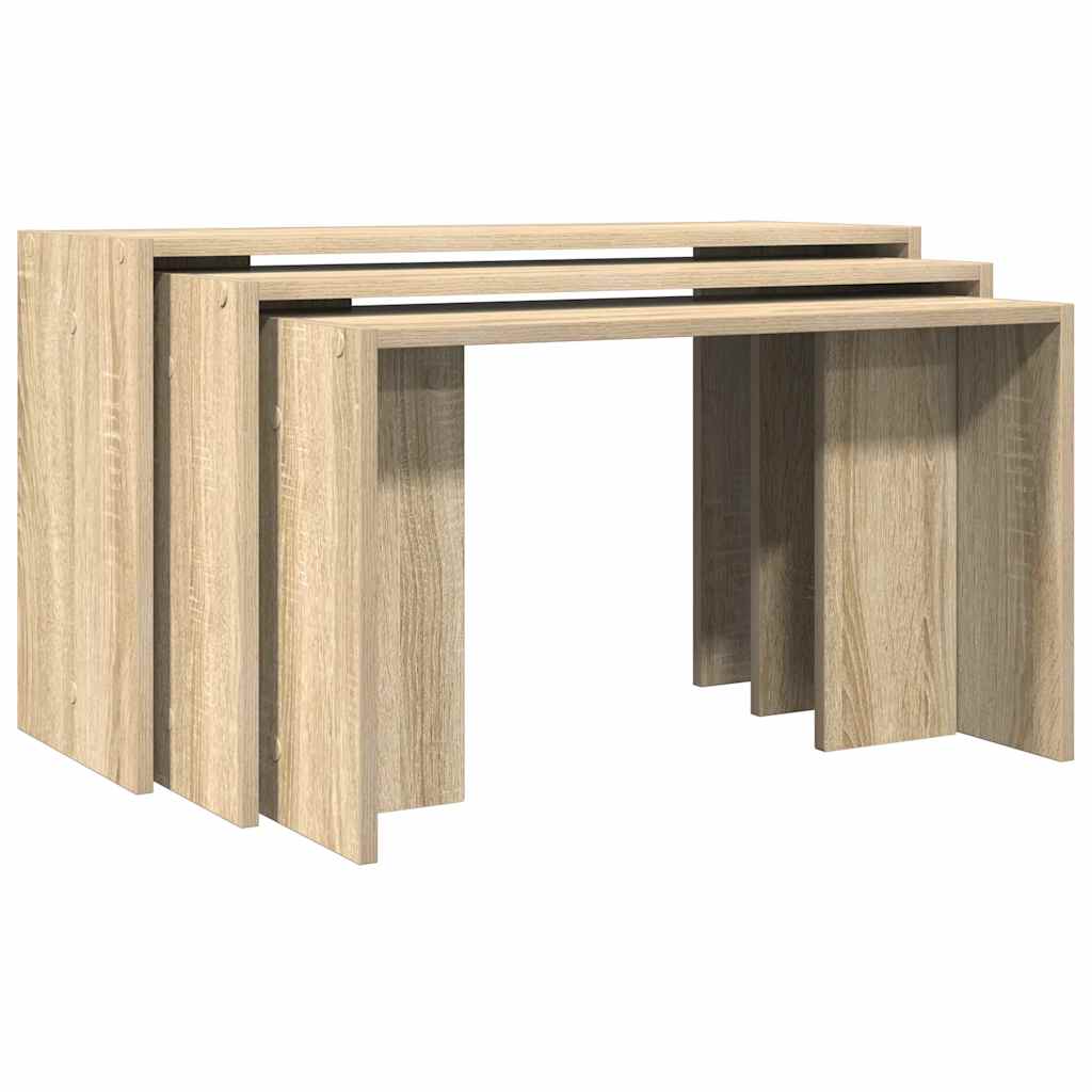 Sonoma Oak Nesting Tables Set of 3 - Engineered Wood