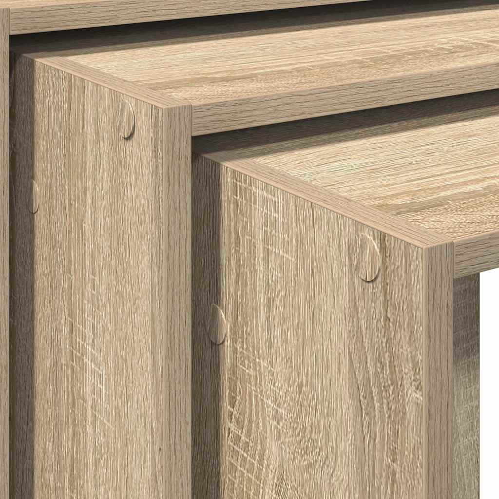 Sonoma Oak Nesting Tables Set of 3 - Engineered Wood
