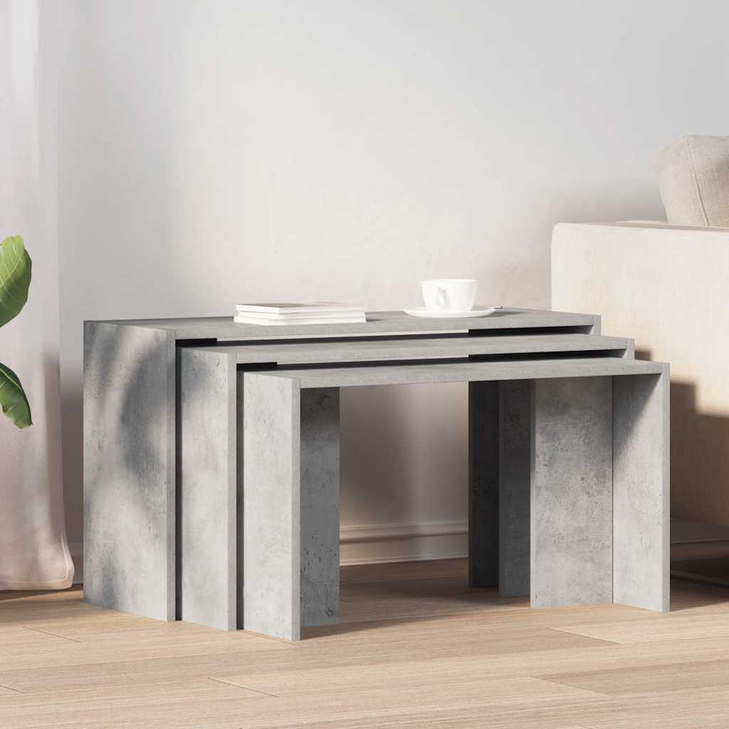 Concrete Grey Engineered Wood Nesting Tables - Set of 3