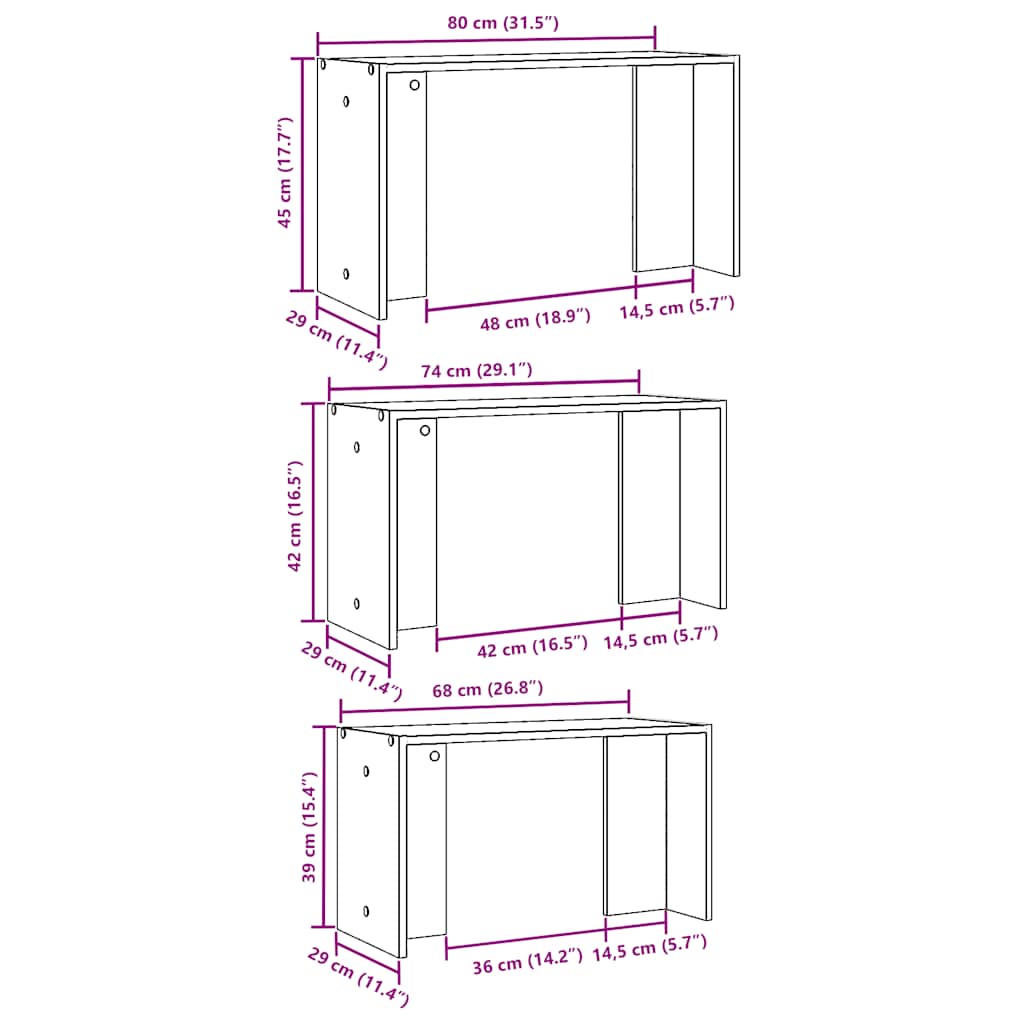 Concrete Grey Engineered Wood Nesting Tables - Set of 3