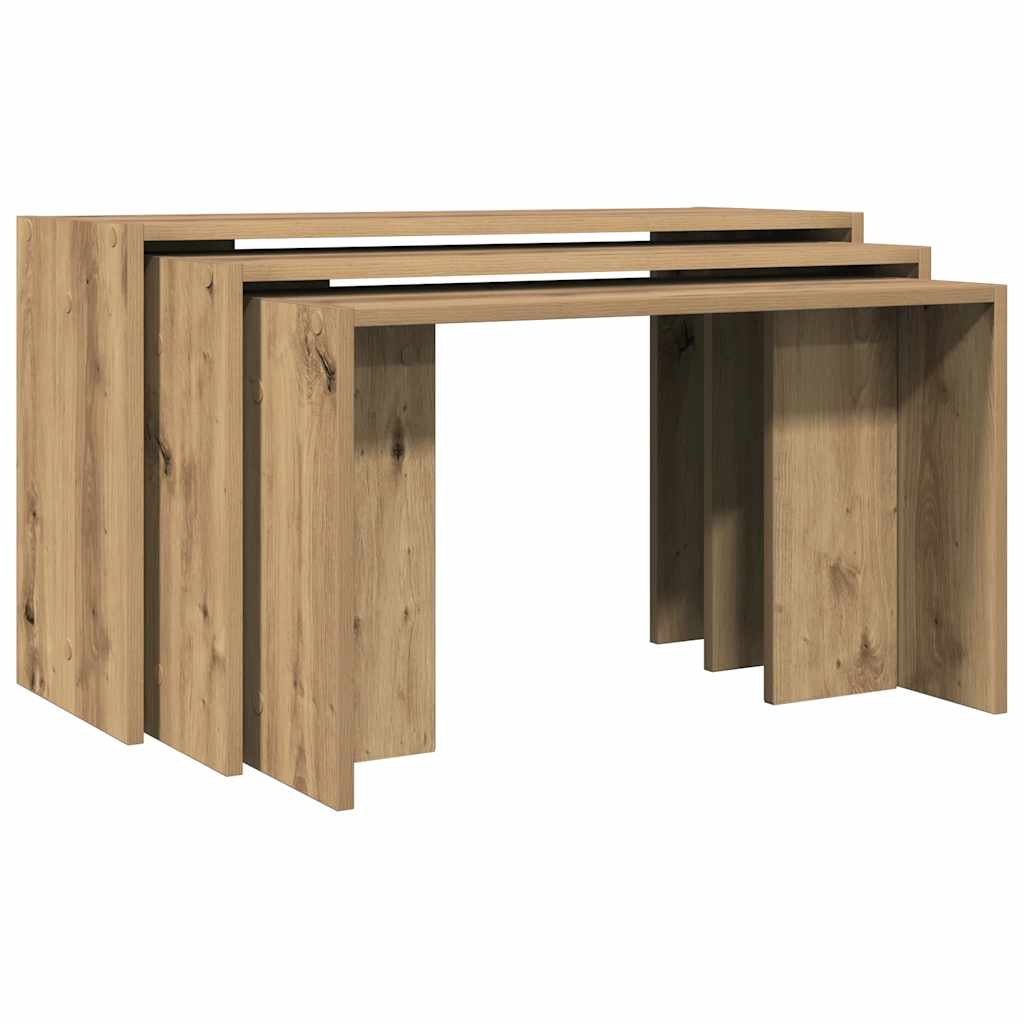 3-Piece Nesting Tables, Artisan Oak, Engineered Wood Design