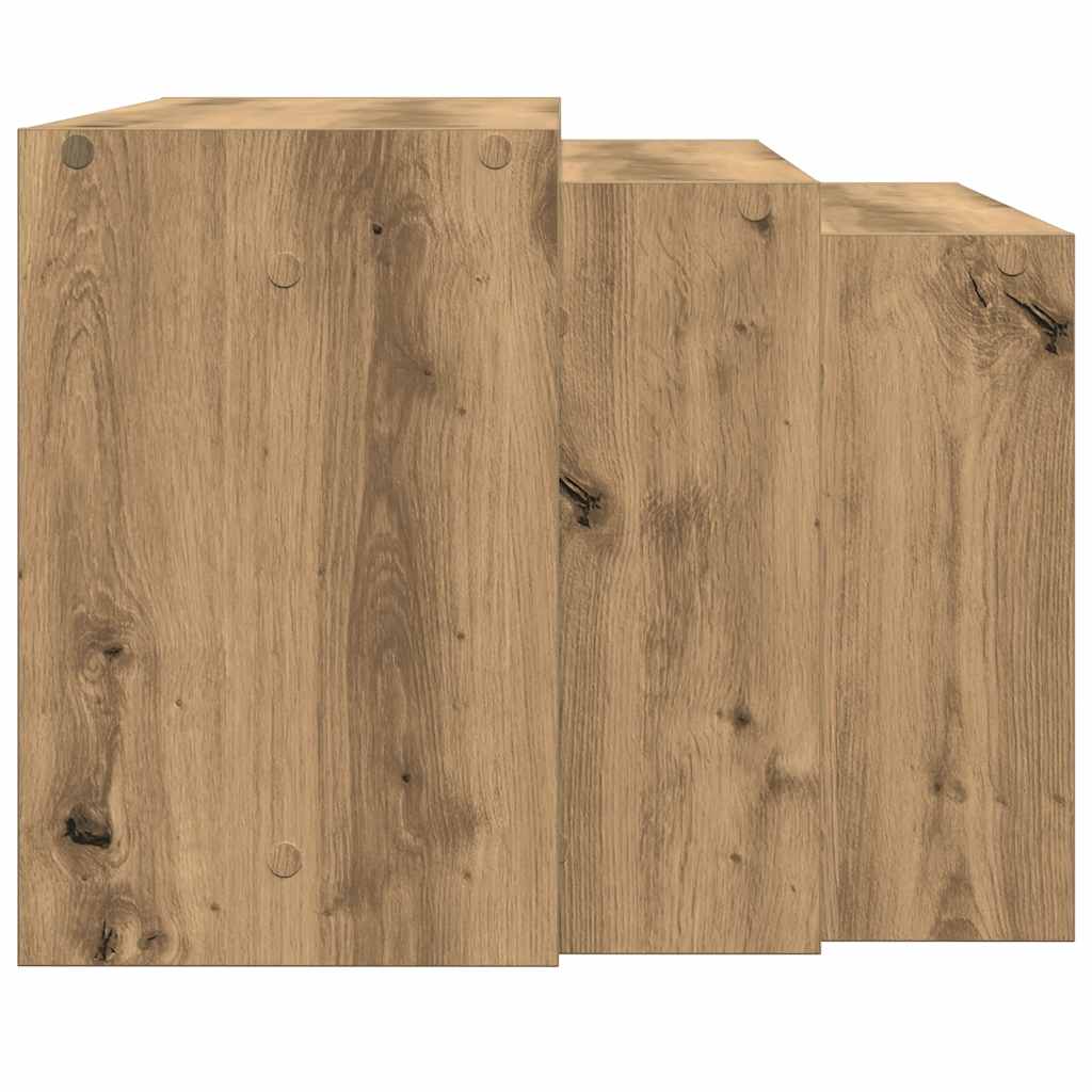3-Piece Nesting Tables, Artisan Oak, Engineered Wood Design