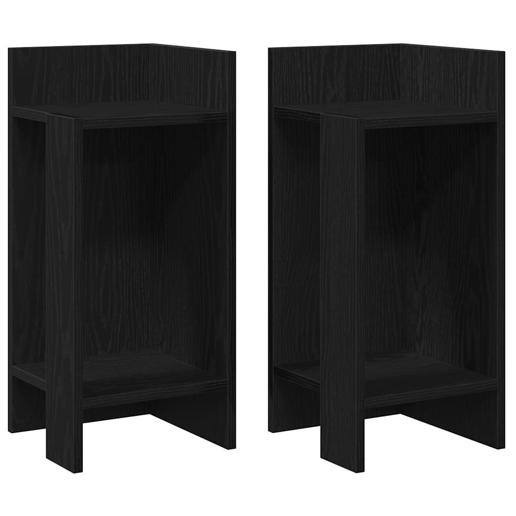 Elegant Black Side Tables 2 pcs with Shelves, 25.5x27x60 cm