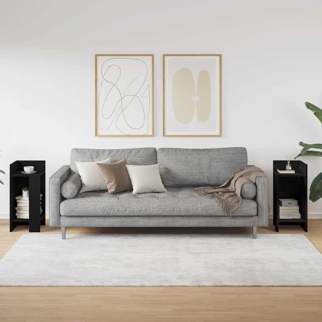 Elegant Black Side Tables 2 pcs with Shelves, 25.5x27x60 cm
