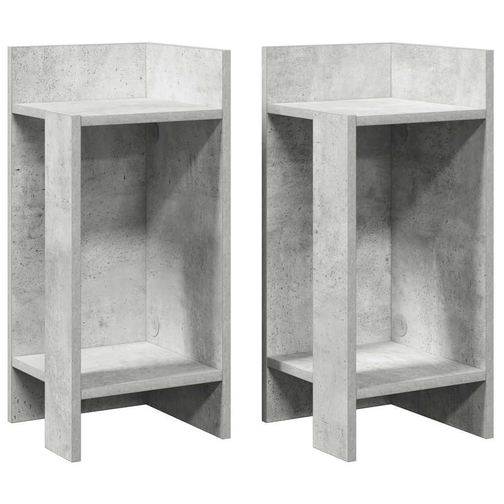 Concrete Grey Side Tables with Shelf - 2 Pcs, 25.5x27x60 cm