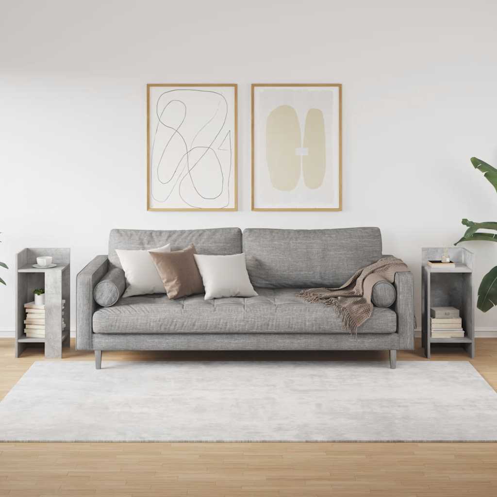 Concrete Grey Side Tables with Shelf - 2 Pcs, 25.5x27x60 cm