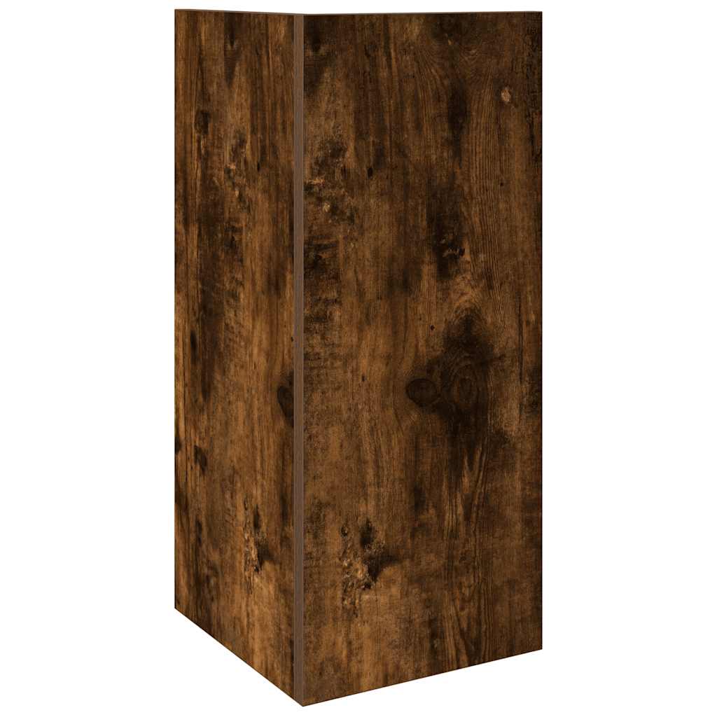 Smoked Oak Side Tables 2pcs with Shelf - 25.5x27x60 cm