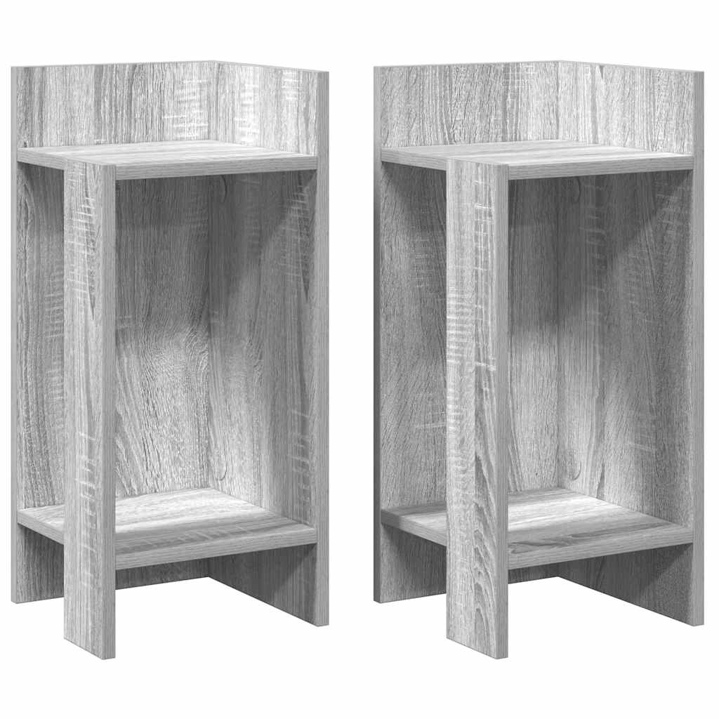 Grey Sonoma Side Tables with Shelf - Set of 2, 25.5x27x60 cm