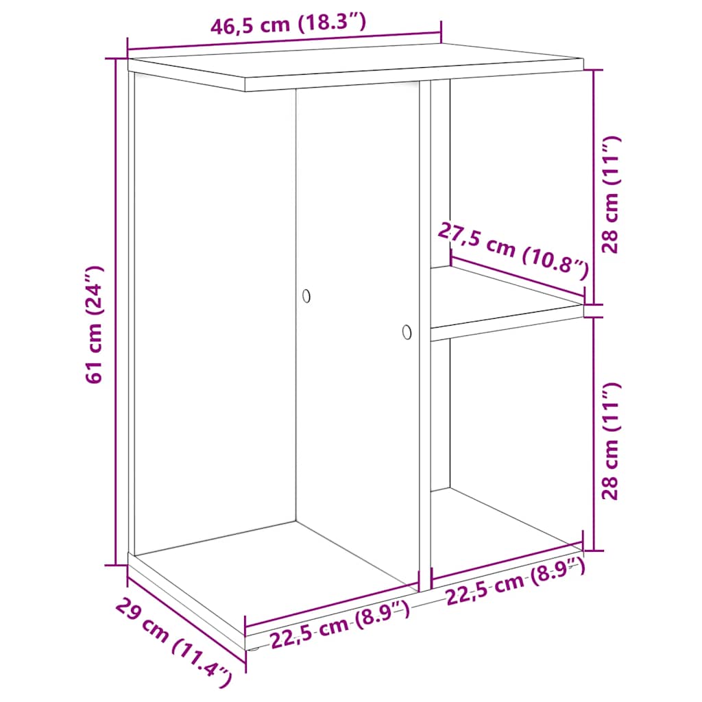Bedside Table Old Wood 46.5x29x61 cm Engineered Wood