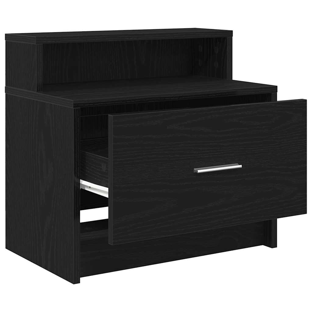 Bedside Cabinet with Drawer Black Oak 51x31x47 cm