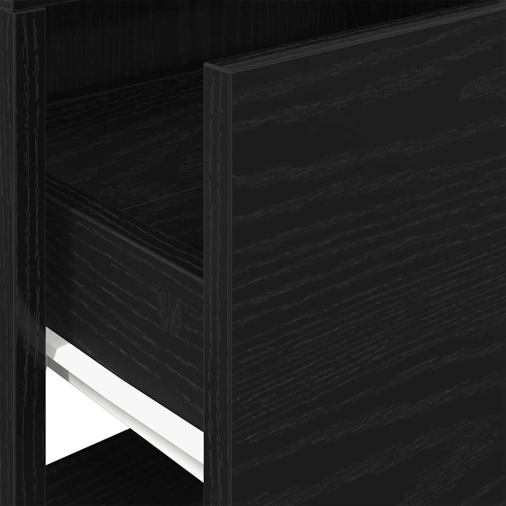 Bedside Cabinet with Drawer Black Oak 51x31x47 cm