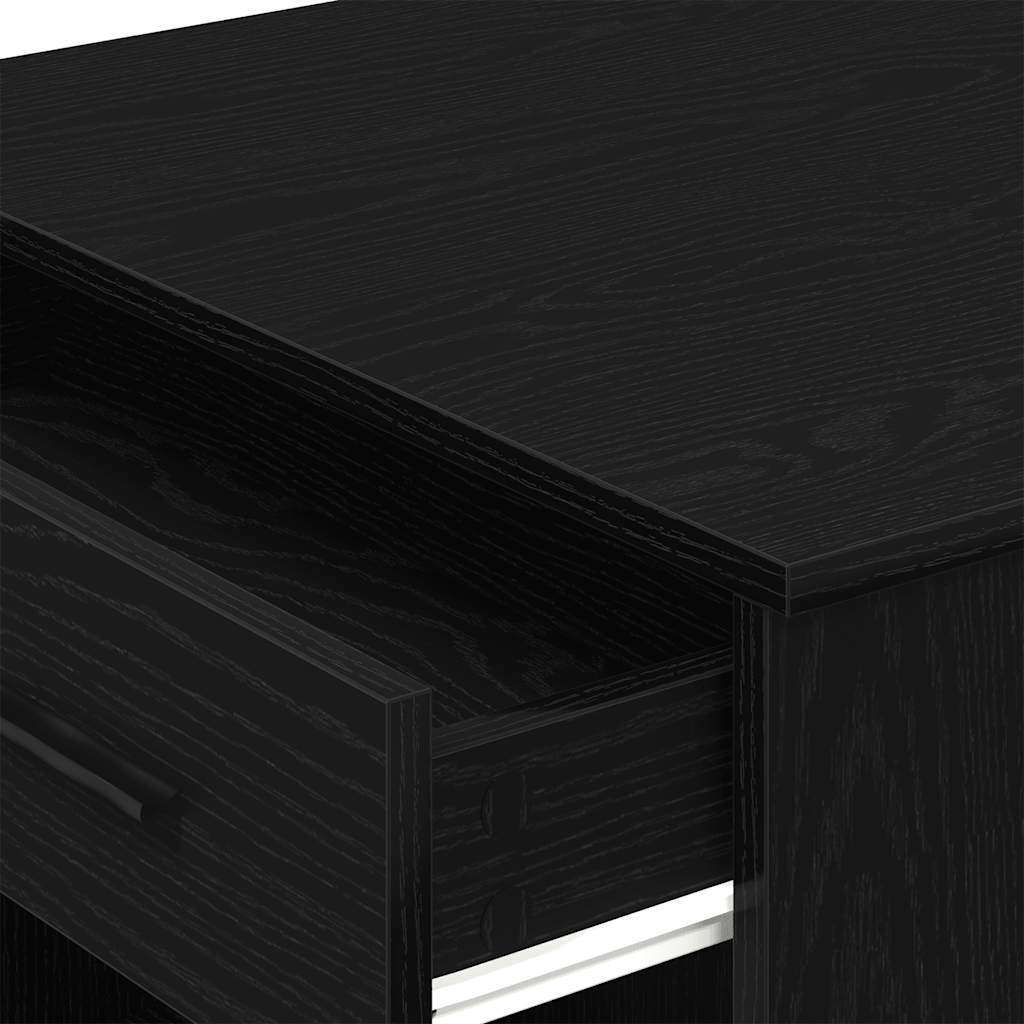 Black Oak Desk with Drawer & Shelf - 102x62x77.5 cm, Engineered Wood