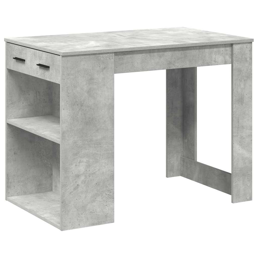 Concrete Grey Engineered Wood Desk with Drawer & Shelf - 102x62x77.5 cm