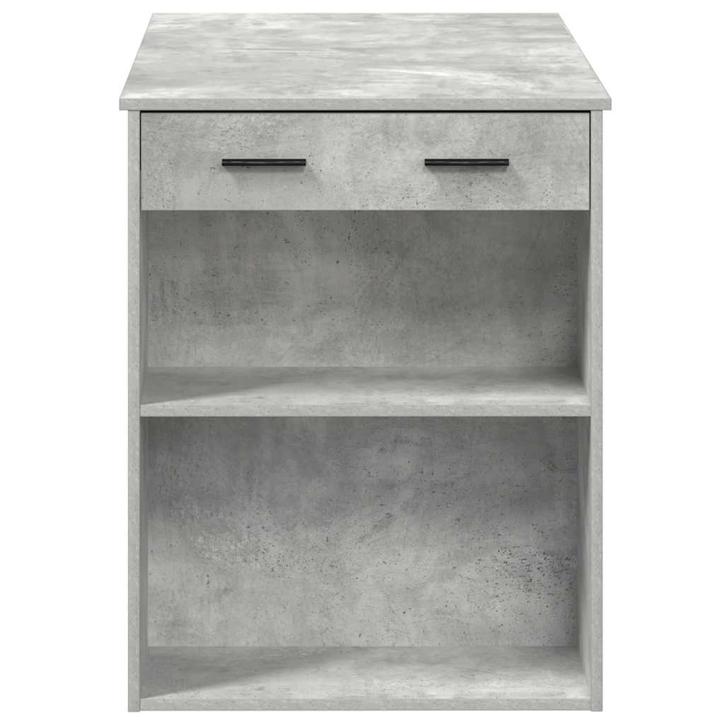 Concrete Grey Engineered Wood Desk with Drawer & Shelf - 102x62x77.5 cm